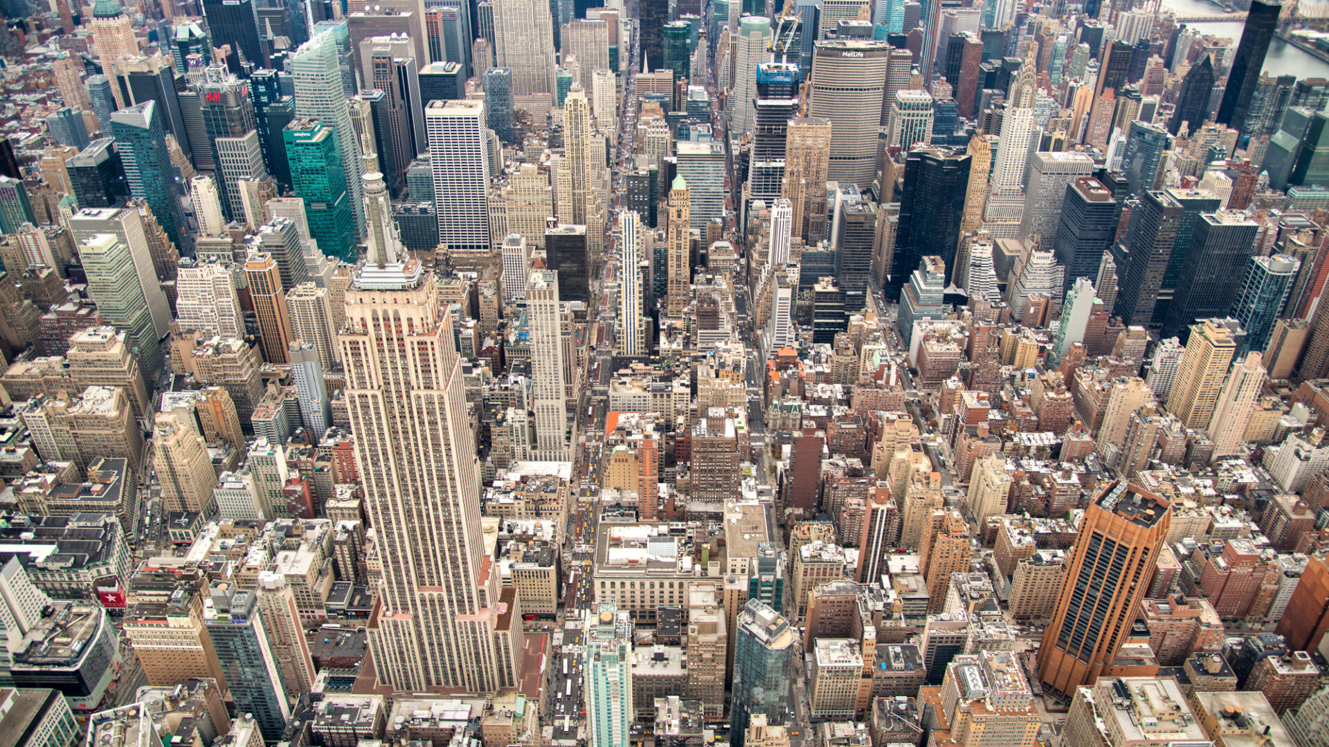 NEW YORK CITY - DECEMBER 3rd, 2018: Manhattan aerial view from helicopter, New York City. Midtown from a high vantage point - New York City - NY - USA